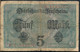 °°° GERMANY REICHSBANKNOTE 5 MARK 1917 °°° - 5 Mark