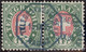 Heimat SG RAGAZ 1885-09-15 Blauer Telegraphen-Stempel Auf Paar 1Fr. Zu#17 Telegraphen-Marke - Télégraphe