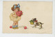 Illustrateur V. CASTELLI (non Signée) - ENFANTS - DOG -  Jolie Carte Fantaisie Fillette Avec Bouquet De Roses Et Chien - Castelli