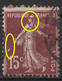 Timbre N° 189, Semeuse Camée , Piquage à Cheval Et Encrage Imparfait - Used Stamps