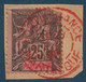 Colonies Martinique Fragment N°38 25c Noir Sur Rose Oblitéré Dateur Rouge 1896 "FORT DE FRANCE / MARTINIQUE" SUP - Used Stamps