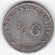 Antilles Néerlandaises 1/4 Gulden 1960 Juliana, En Argent, KM# 4 - Antilles Néerlandaises