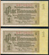 °°° GERMANY - 1 RENTENMARK 1937 CONSECUTIVE °°° - 1 Rentenmark