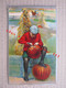 A Joyous Thanksgiving - Pumpkins, Child / EMBOSSED PC ( 1909 ) - Giorno Del Ringraziamento