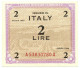 2 LIRE OCCUPAZIONE AMERICANA IN ITALIA MONOLINGUA FLC 1943 QFDS - Occupazione Alleata Seconda Guerra Mondiale