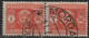 Regno D' ITALIA - ITALY - ITALIE - 1945 - Coppia Di 1 Lira Segnatasse Senza Fasci, Filigrana Ruota - Usato - Used - Portomarken