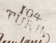 1813 - Marque Postale 104 TURIN Torino Sur LAC En Italien Vers Mondovi Aequi - Taxe 4 - Biens Ecclésiastiques - 1792-1815: Conquered Departments