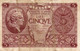 ITALIA 5 LIRE 1944 P-31c   Circ. ( 1944~1946 - Luogotenenza) -   Firme: Bolaffi / Cavallaro / Giovinco - Italia – 5 Lire