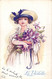 Carte Postale Illustrée Par Wuyts D'une Jeune Femme Aux Violettes - Wuyts