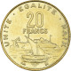 Monnaie, Djibouti, 20 Francs, 1999, Paris, SPL, Bronze-Aluminium, KM:24 - Gibuti