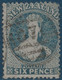 Nouvelle Zelande New Zeland Victoria N°41 6 Pence Bleu Dent 12 1/2  Oblitéré Killer TTB - Oblitérés