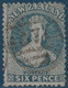 Nouvelle Zelande New Zeland Victoria N°41 6 Pence Bleu Dent 12 1/2  Oblitéré Killer TTB - Used Stamps