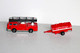 LOT 2 MAJORETTE - CAMION POMPIER N°207 + REMORQUE CITERNE 21760 FIRE DEPT. 1/100 ANCIENNE MINIATURE        (030122.2) - Majorette