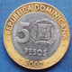 DOMINICAN REPUBLIC - 5 Pesos 2002 KM# 89 Bi-metallic - Edelweiss Coins - Dominicaanse Republiek