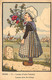 Illustrateur   Hansi     Jeune Fille Tenant Un Bouquet De Fleurs  Sur Une Pierre La Croix De Lorraine      (voir Scan) - Hansi