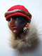 Broche Artisanale, Visage Femme, Femme Africaine, Pièce Unique, Fourrure, Broche Et Boucles D'oreilles, Cadeau Femme - Brochen