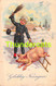 CPA ILLUSTRATEUR ENFANT RAMONEUR COCHON PIG CHIMNEY SWEEPER ( FRITZ BAUMGARTEN ?? ) - Baumgarten, F.