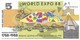 AUSTRALIE - World Expo 5 Dollars 1988 - UNC - 2005-... (kunststoffgeldscheine)