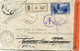 GRAND LIBAN LETTRE RECOMMANDEE AR CENSUREE DEPART ZAHLE 25 VIII 41 POUR TRIPOLI VIA BEYROUTH PUIS POUR LA FRANCE - Covers & Documents