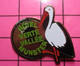 622 Pin's Pins / Beau Et Rare / THEME : ANIMAUX / OISEAU CIGOGNE HOTEL VALLEE VERTE MUNSTER - Tiere