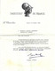 1975 SUPERBE LETTRE ENTETE INSTITUT DE France SIGN. JACQUES RUEFF ECONOMISTE  Pour Son Confrère  Samaran Prix Osiris - Sonstige & Ohne Zuordnung