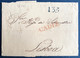 ESPAGNE Lettre 18 Nov 1834 De CADIZ Griffe Rouge " CADIZ " Pour LISBOA (Portugal) + Taxe 135 REIS Pas Courant - ...-1850 Prephilately