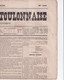 1870 - TIMBRE JOURNAL VIOLET TRES PALE ! Sur JOURNAL COMPLET "SENTINELLE TOULONNAISE" à TOULON (VAR) - Journaux