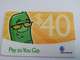 ST VINCENT & GRENADINES   $ 40 PAY AS YOU GO  YELLOW THICK  Prepaid   Fine Used  Card  **8756 ** - St. Vincent & Die Grenadinen