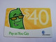 ANTIGUA  $ 40,- PAY AS YOU GO YELLOW    Prepaid  (different Backside,thick Card )    Fine Used Card  ** 8821 ** - Antigua U. Barbuda