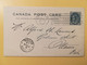 1902 INTERO CARTOLINA POSTALE POSTCARD CARTE CANADA VICTORIA QUEEN OBLITERE' OTTAWA - 1860-1899 Règne De Victoria
