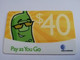 ST LUCIA   $40,- PAY AS YOU GO   (different Backside, Thick Card)  Prepaid Fine Used Card  ** 8838** - Sainte Lucie