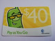 ST LUCIA   $40,- PAY AS YOU GO    Prepaid Fine Used Card  ** 8839** - St. Lucia