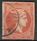 GREECE Plateflaw CF 3 On 1875-80 Large Hermes Head On Cream Paper 10 L Orange Vl. 64 / H 50 B - Plaatfouten En Curiosa