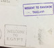 EGYPT 2004, USED COVER TO INDIA, MISSENT TO BANGKOK THAILAND, BOXED, WELCOME TO EGYPT CAIRO SLOGAN CANCEL - Covers & Documents