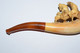 Ancienne Pipe En écume De Mer Sculptée (Meerschaum) Et Ambre Représentant Une Scène De Chevaux XIXème - Meerschaum Pipes