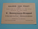 " V. SONNEMANS - DRUPPEL " Rue Jules Van Praet 15 - BRUXELLES-BOURSE ( Voir SCAN ) Galerie VAN PRAET ! - Visiting Cards