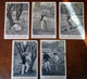 CARTE POSTALE ANCIENNE LA LECON DE BICYCLETTE LOT DE 5 CARTES OBLITEREES 1920?? - Coppie