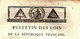 1794 LOI DE LA REPUBLIQUE FRANCAISE PARIS Avec 2 Sign. Symbole Maçonnique Imprimerie Paris - Wetten & Decreten