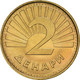 Monnaie, Macédoine, 2 Denari, 2001, SPL+, Laiton, KM:3 - North Macedonia