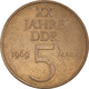 Monnaie, République Démocratique Allemande, 5 Mark, 1969, Berlin, TB - 5 Mark