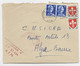 MULLER 20FRX2 +5FR BLASON X2 LETTRE MEC POSTE AUX ARMEES A.F.N. 4.3.1959 - Algerienkrieg