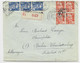 GANDON 15FR BLEUX3 +12FR ORANGE X4 LETTRE REC NOGENT HTE MARNE 27.10.1952 POUR ALLEMAGNE - 1945-54 Maríanne De Gandon