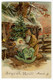 Weihnachten, Weihnachtsmann, Santa Claus, Krippe, Prägedruck   ( Orginalkarte ) - Santa Claus