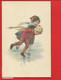 CPA Illustrateur Kastelli Castelli  2 Enfants Qui Patinent Sur La Glace Patinage Patins à Glace - Castelli
