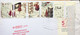 NEDERLAND 2008, AIRMAIL SELF ADHESIVE 7 STAMPS USED COVER, HERTOGENBOSCH CITY,WAVY CANCELED TO U.K .RED METER TNT POST F - Lettres & Documents