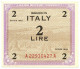 2 LIRE OCCUPAZIONE AMERICANA IN ITALIA MONOLINGUA BEP 1943 QFDS - Geallieerde Bezetting Tweede Wereldoorlog