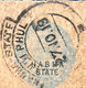 NABHA STATE 1919, KGV POSTAL STATIONERY CARD,  NICE HOODED CANCELLATION NABHA STATE MANDI PHUL - Nabha