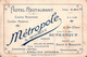 Carte De Visite Publicitaire A. Schmitt - Hôtel-Restaurant Métropole, Dunkerque - Salle Pour Noces Et Banquets - Visitekaartjes