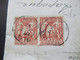 Delcampe - Frankreich 1878 Allegorie Sage Nr.65 Type I Waagerechtes Paar Vorderseite / VS Roter L1 Charge Wertbrief / Valeur - 1876-1878 Sage (Typ I)