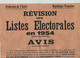 Révision Des Listes électorales En 1954 Avis Grenoble 1953 Préfet Ricard - Affiches